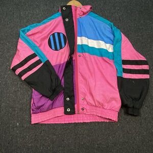 Vintage-Inspired Pink Colorblock Windbreaker Jacket